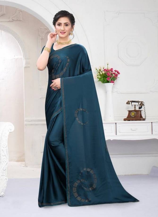 NARI CHANDANI Latest Designer heavy Party And Wedding Wear Heavy Siroski Hot Fix Stone Work folder Piping Saree Collection